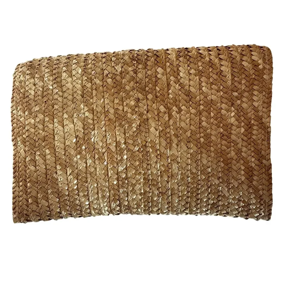 SHIRALEAH Chicago Straw Envelope Clutch Woven Pompom Trim Boho Resort Summer Bag - Picture 4 of 5
